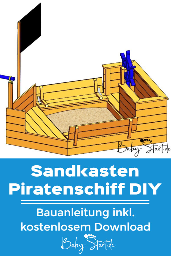 sandkasten piratenschiff pinterest 686x1024 - Sandkasten Piratenschiff DIY 2022: Die ultimative Bauanleitung inkl. kostenlosem Download